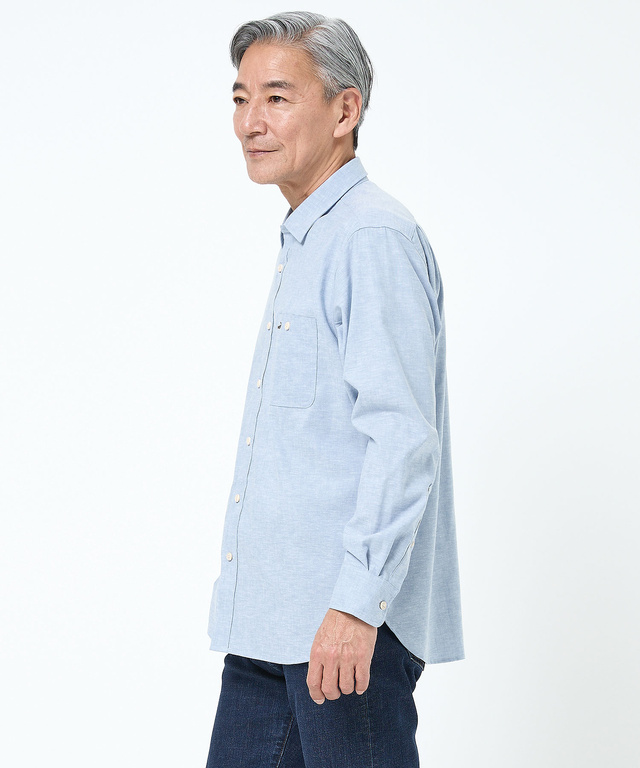 ノンアイロン ダンガリー シャツ【シワになりにくい】