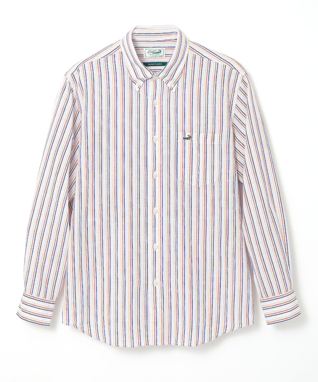 サッカー ストライプ ボタンダウン シャツ 【日本製生地】【接触冷感】