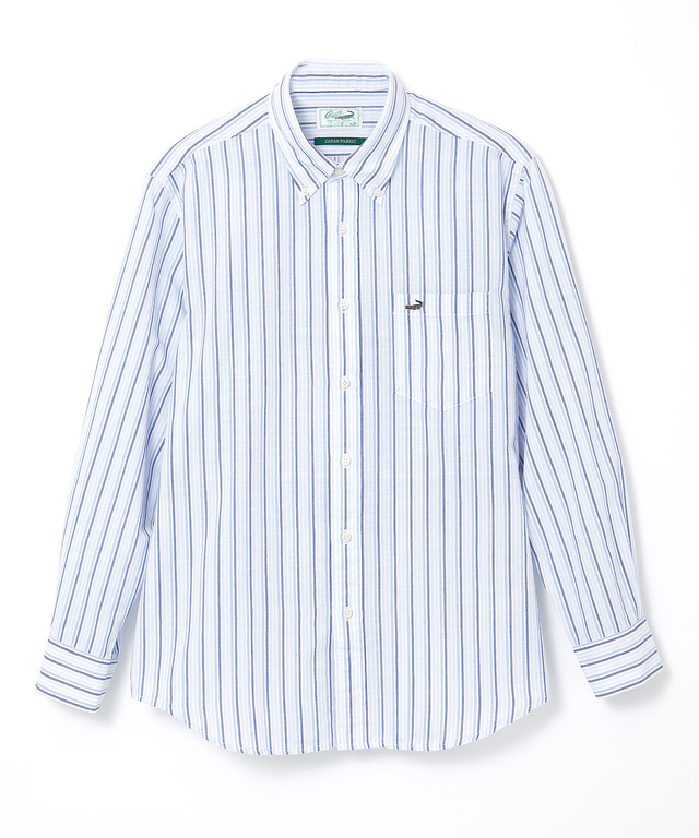 サッカー ストライプ ボタンダウン シャツ 【日本製生地】【接触冷感】