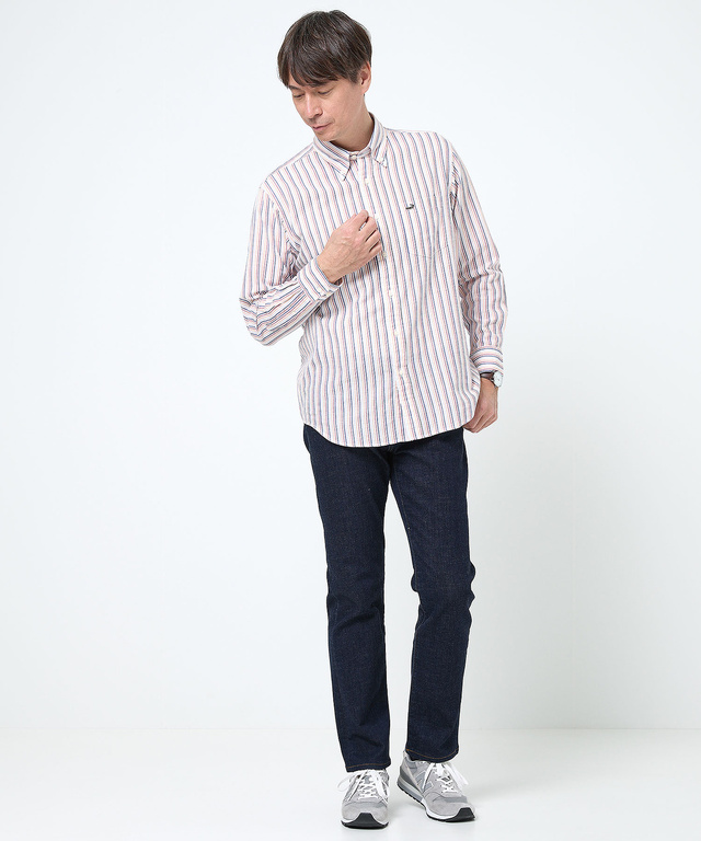 サッカー ストライプ ボタンダウン シャツ 【日本製生地】【接触冷感】