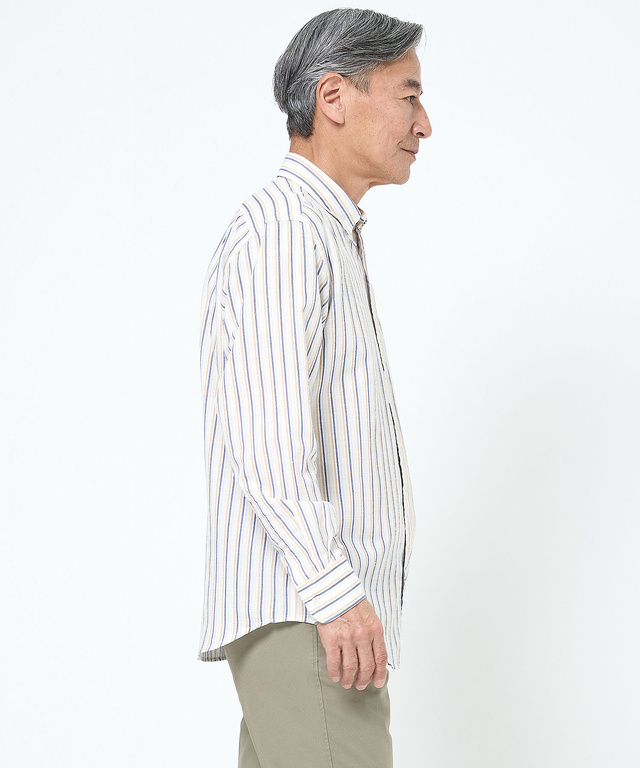 サッカー ストライプ ボタンダウン シャツ 【日本製生地】【接触冷感】