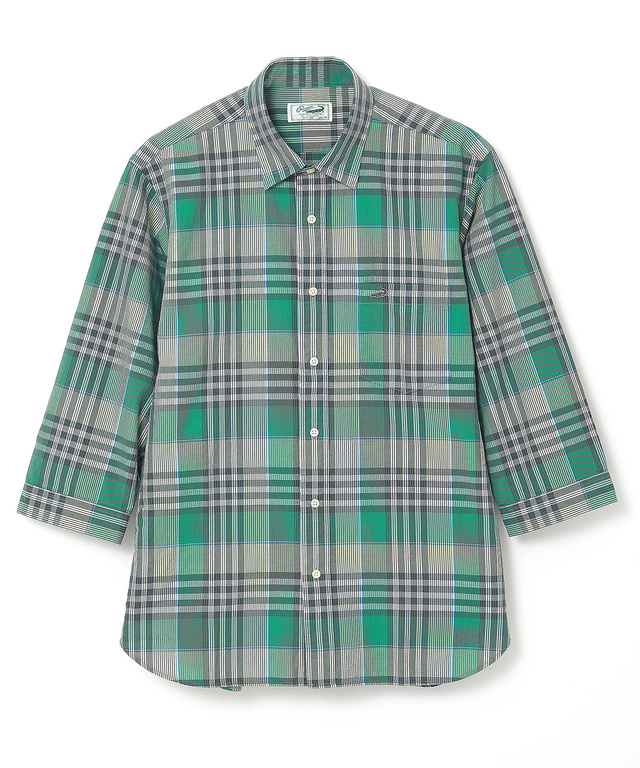 スノーコットン サッカー チェック シャツ 【接触冷感】