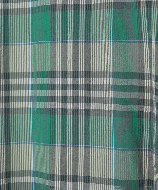 スノーコットン サッカー チェック シャツ 【接触冷感】