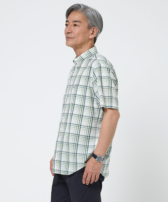 スノーコットン チェック シャツ 【接触冷感】