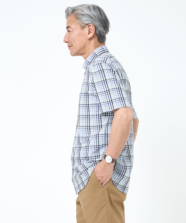 スノーコットン チェック シャツ 【接触冷感】