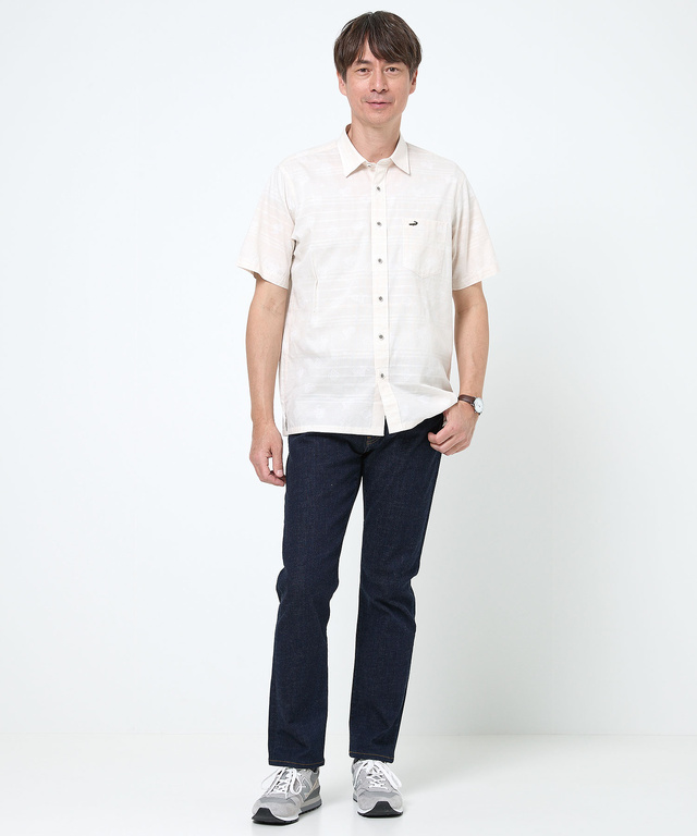 スノーコットン ドビー ボーダー シャツ 【接触冷感】