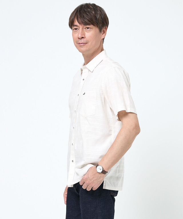 スノーコットン ドビー ボーダー シャツ 【接触冷感】