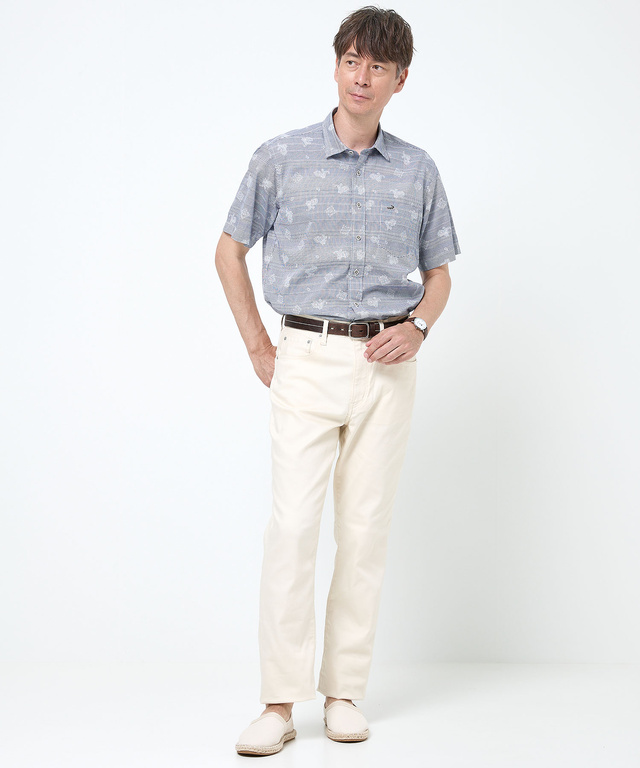 スノーコットン ドビー ボーダー シャツ 【接触冷感】