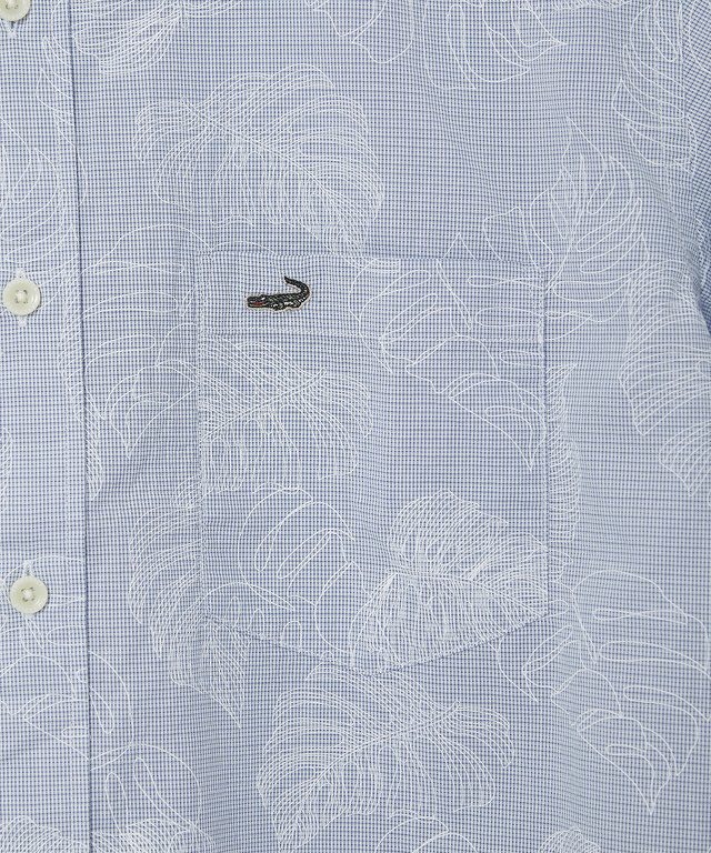 リーフプリント シャンブレー シャツ【吸汗速乾】