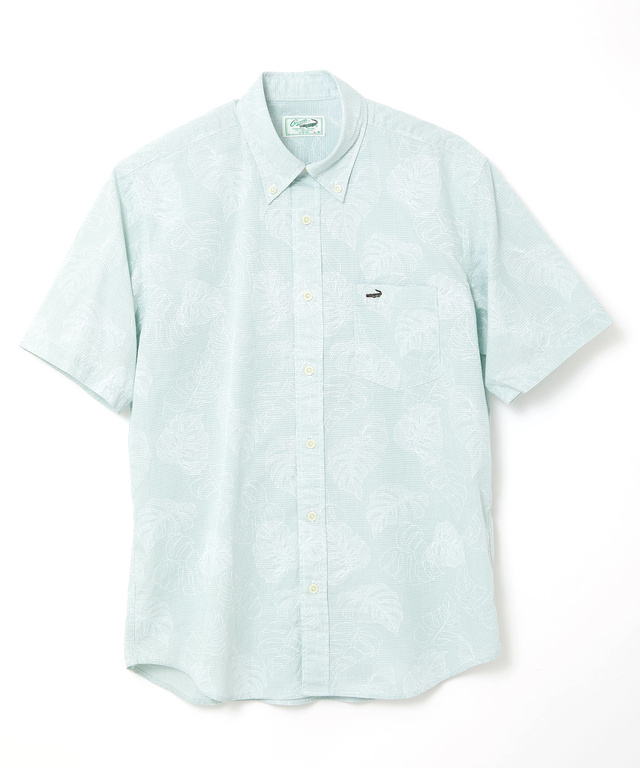 リーフプリント シャンブレー シャツ【吸汗速乾】