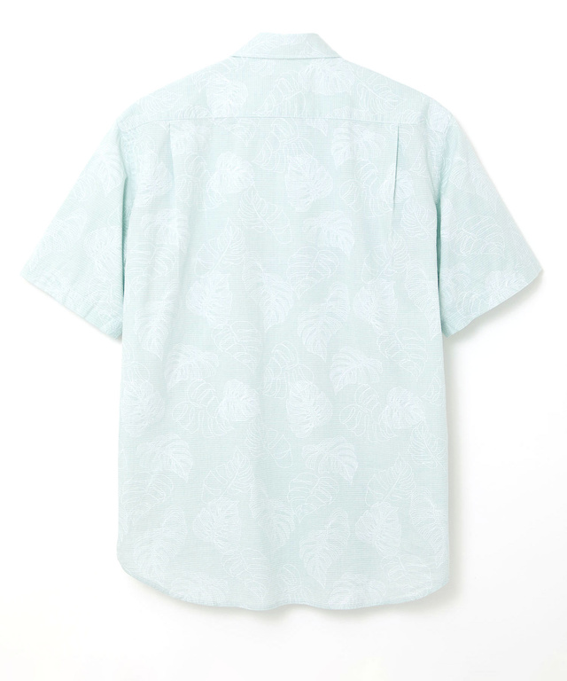 リーフプリント シャンブレー シャツ【吸汗速乾】