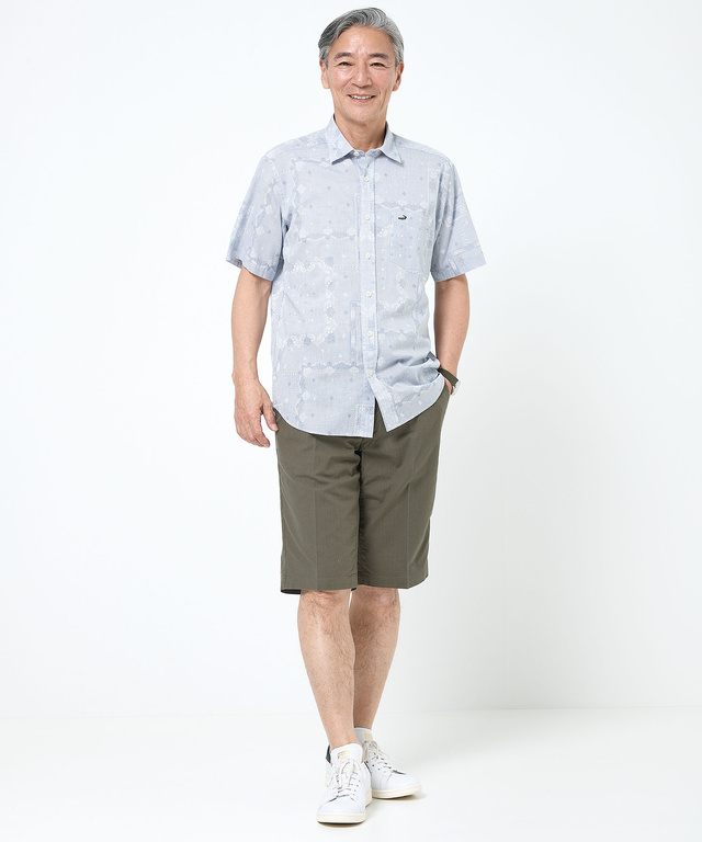 スノーコットン バンダナプリント シャツ 【接触冷感】