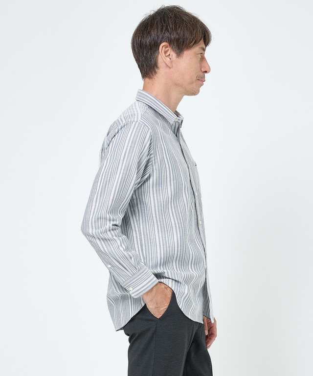 ノンアイロン マルチストライプ シャツ【シワになりにくい】
