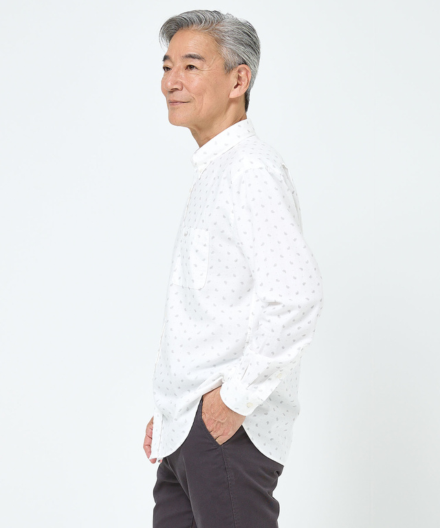 ペイズリープリント 微起毛ツイル シャツ
