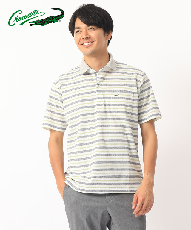 ポケット付きボーダーポロシャツ【QUICKDRY 吸汗速乾】
