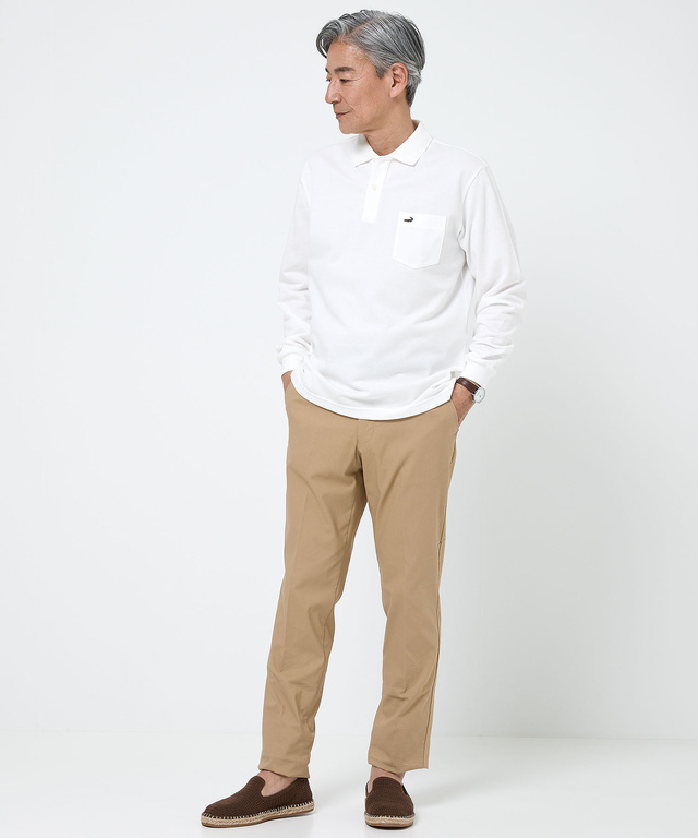 【ベストセラー】鹿の子 ワンポイント 長袖ポロシャツ【日本製】