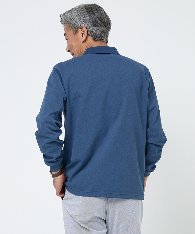 【ベストセラー】鹿の子 ワンポイント 長袖ポロシャツ【日本製】