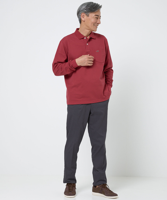 【ベストセラー】鹿の子 ワンポイント 長袖ポロシャツ【日本製】