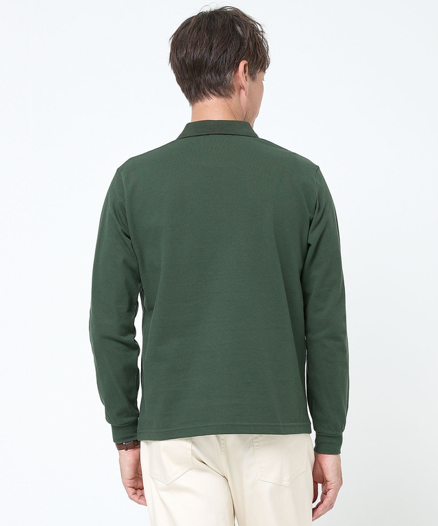 【ベストセラー】鹿の子 ワンポイント 長袖ポロシャツ【日本製】