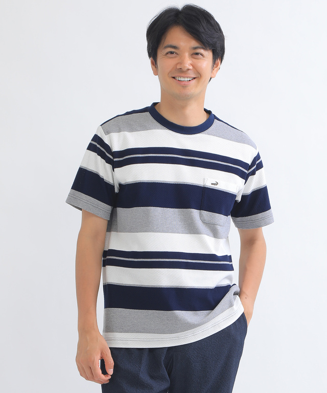 ジャカードボーダーTシャツ【日本製生地】