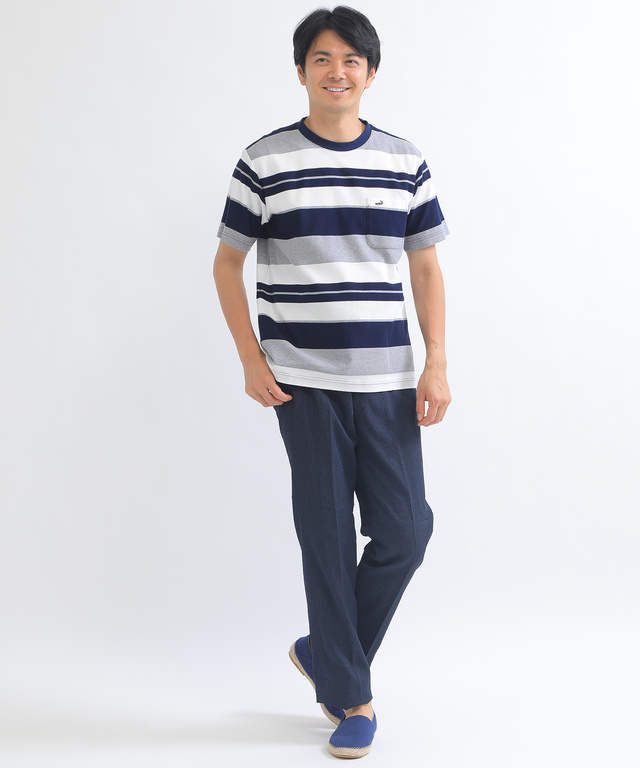 ジャカードボーダーTシャツ【日本製生地】