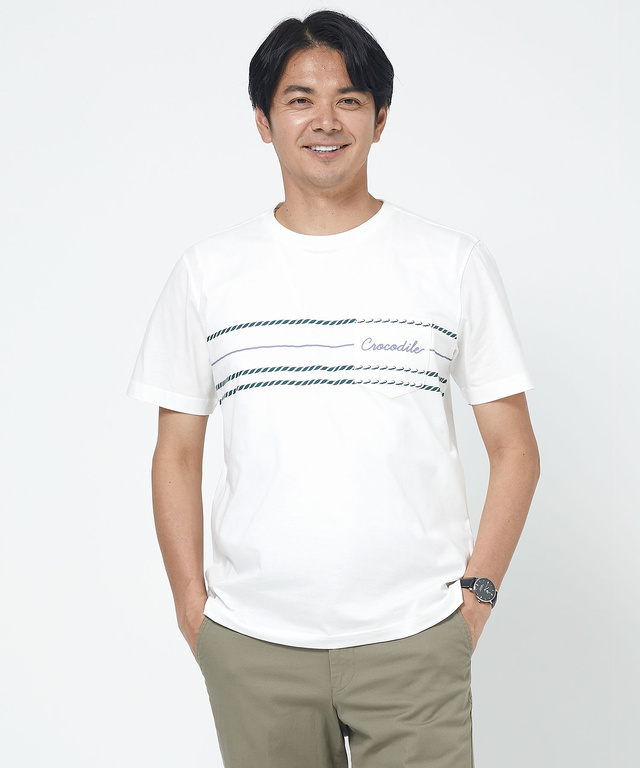 スノーコットン ラインプリント Tシャツ【接触冷感】