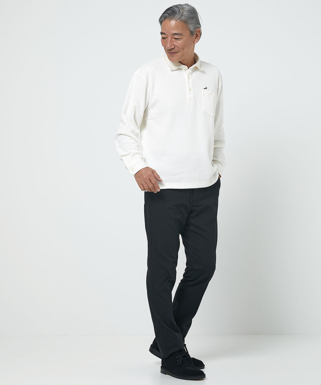 プレーティング鹿の子 襟布帛 ポロシャツ