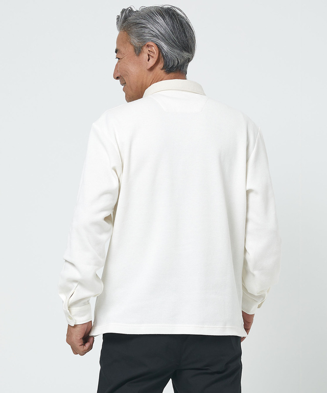 プレーティング鹿の子 襟布帛 ポロシャツ