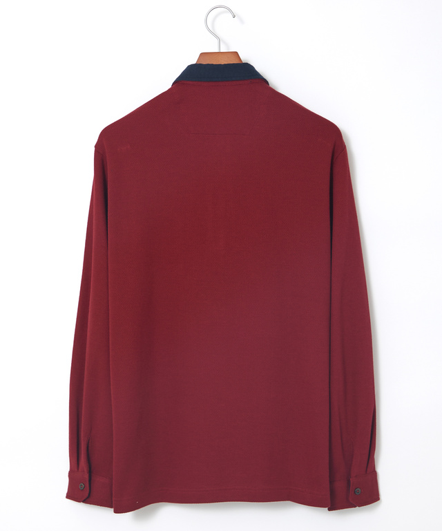 プレーティング鹿の子 襟布帛 ポロシャツ