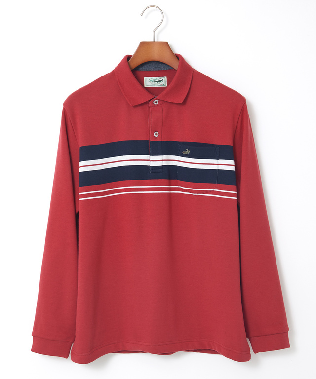 裏起毛 パネルボーダー柄 ポロシャツ