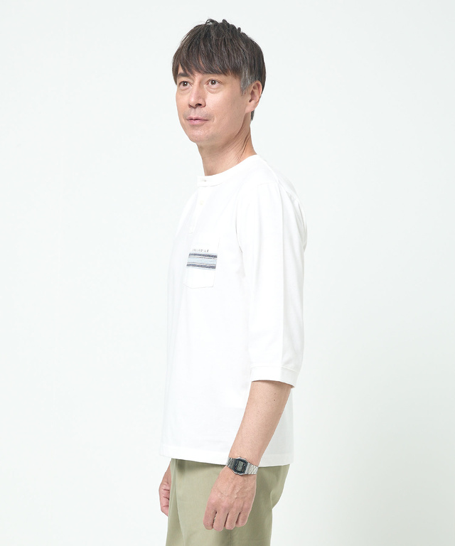 ヘンリーネック 七分袖 Tシャツ【吸汗速乾】
