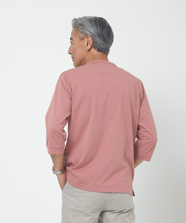 ヘンリーネック 七分袖 Tシャツ【吸汗速乾】