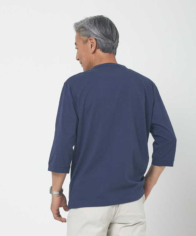 ヘンリーネック 七分袖 Tシャツ【吸汗速乾】