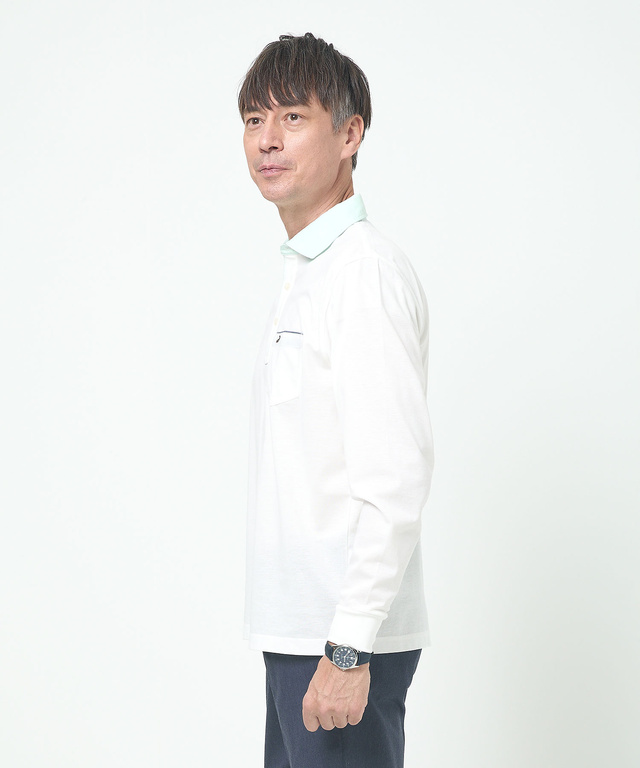 スノーコットン 襟布帛 ポロシャツ【接触冷感】