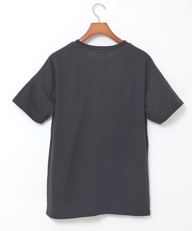 シャドーギンガムチェック柄 Vネック Tシャツ【吸汗速乾】