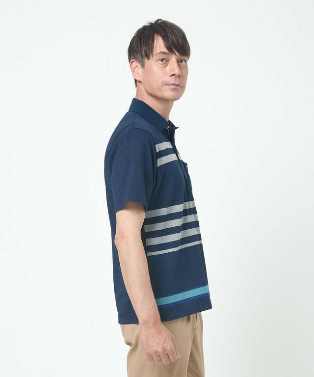 ラインボーダー柄 ポロシャツ