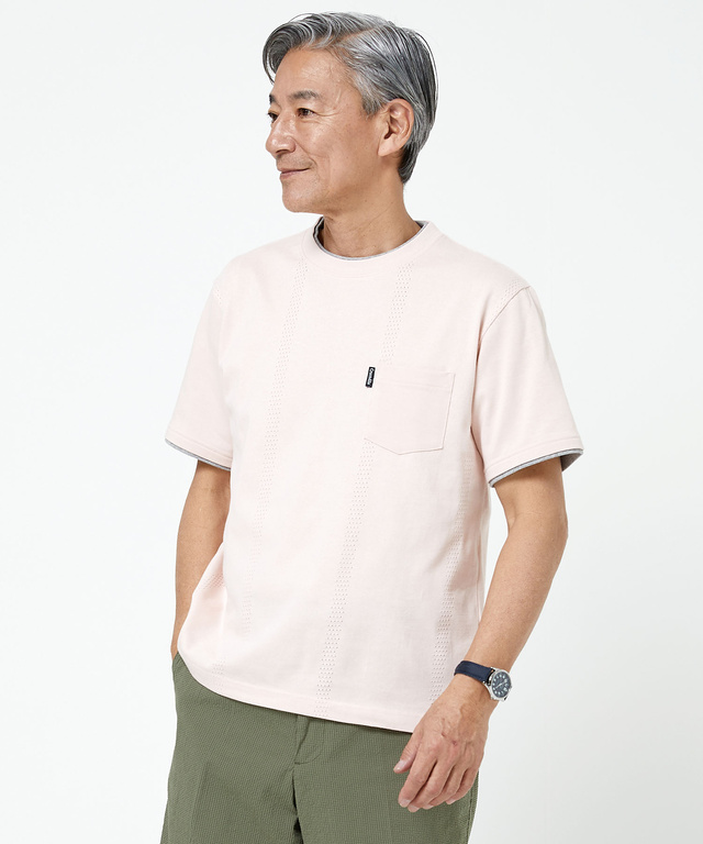 レイヤード メッシュ カットソー