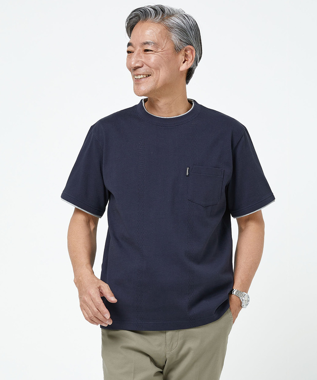 レイヤード メッシュ カットソー