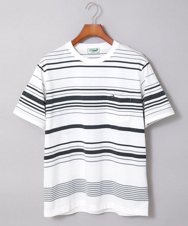 モノトーンボーダー クルーネック Tシャツ