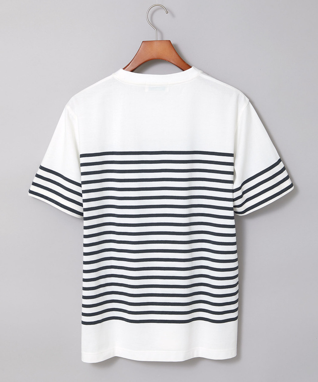 モノトーンボーダー クルーネック Tシャツ