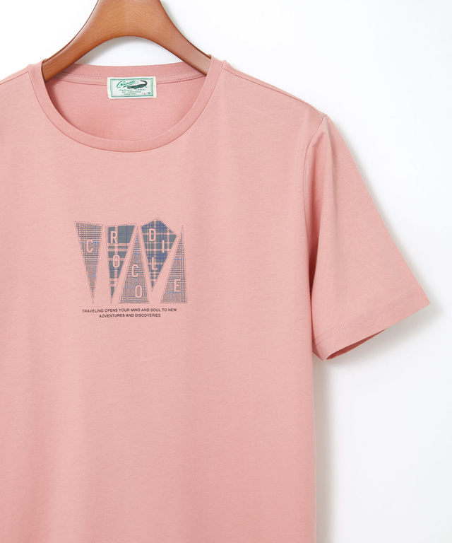 チェック柄 ロゴ プリントTシャツ