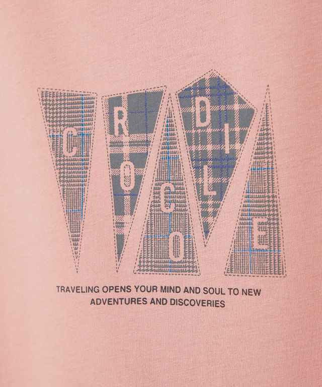 チェック柄 ロゴ プリントTシャツ