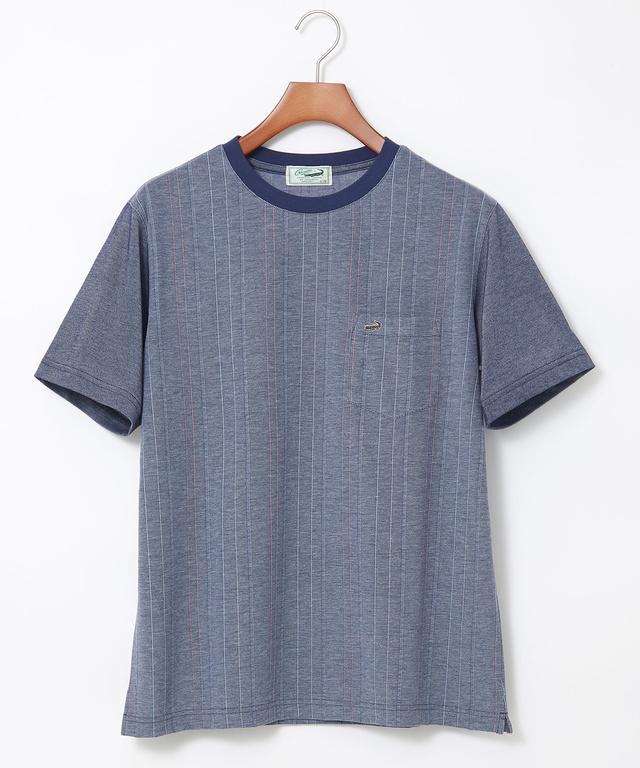 サッカー素材 ストライプ柄 Tシャツ