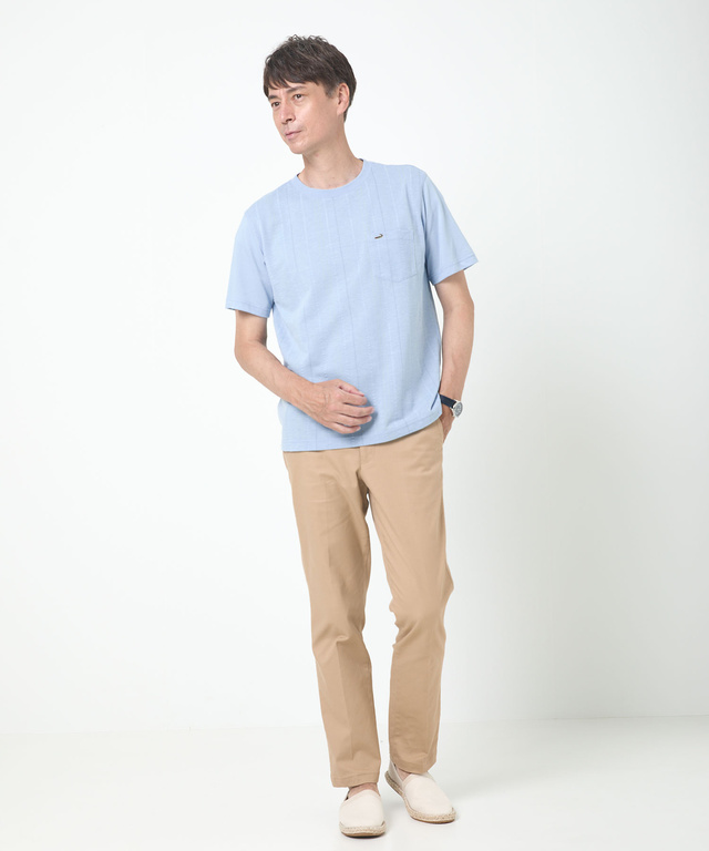 サッカー素材 ストライプ柄 Tシャツ