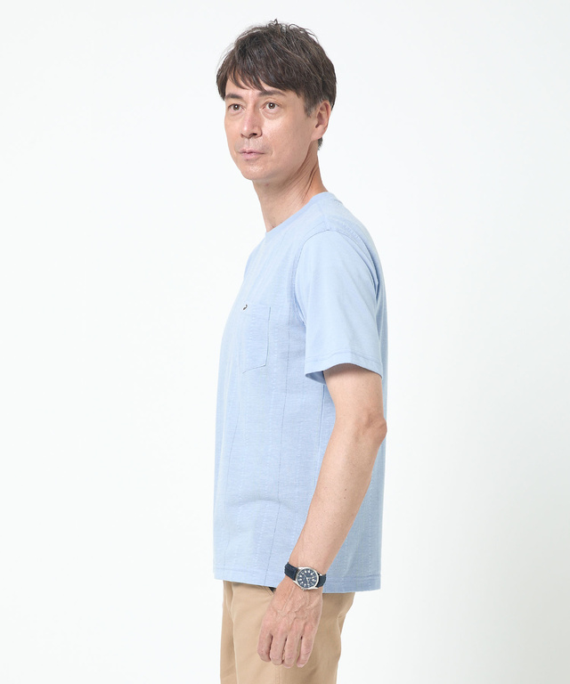 サッカー素材 ストライプ柄 Tシャツ