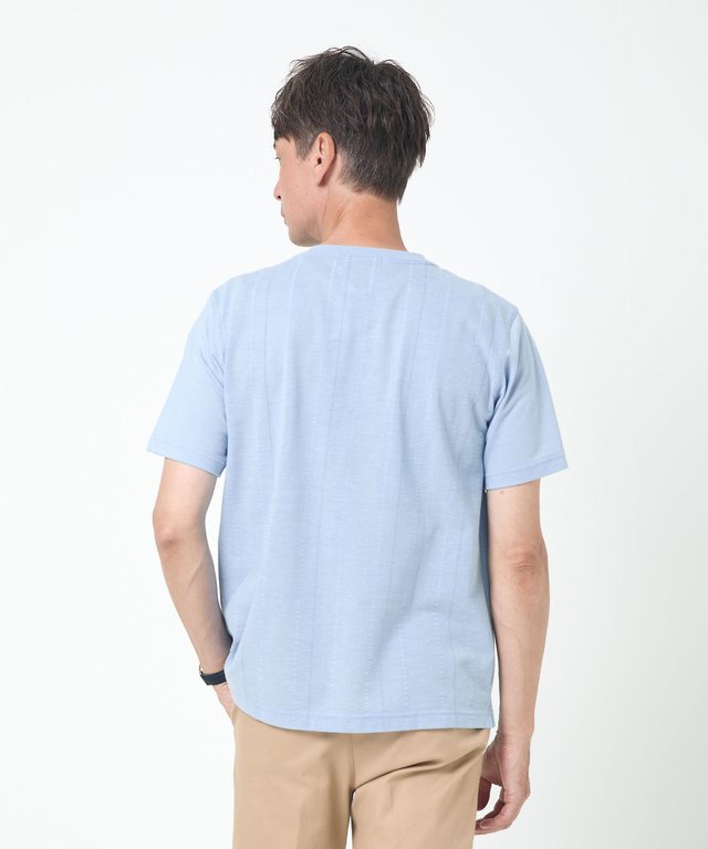 サッカー素材 ストライプ柄 Tシャツ