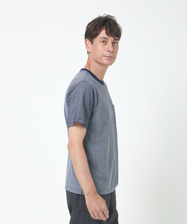 サッカー素材 ストライプ柄 Tシャツ
