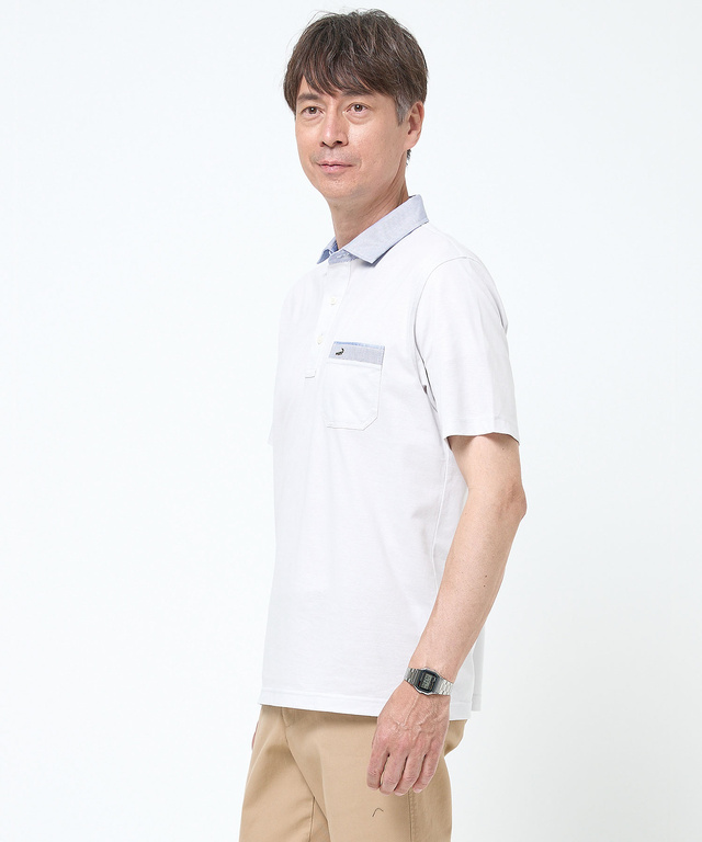 スノーコットン 布帛襟 ポロシャツ【接触冷感】