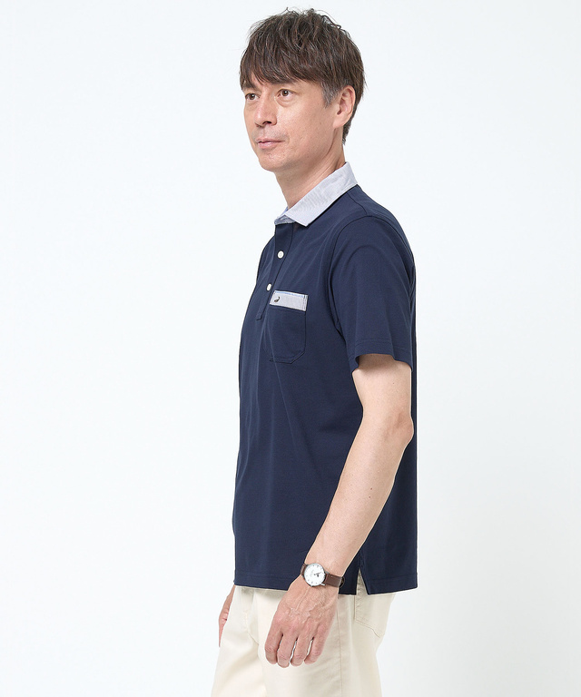 スノーコットン 布帛襟 ポロシャツ【接触冷感】