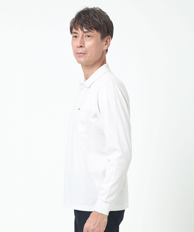 地柄 長袖 ポロシャツ